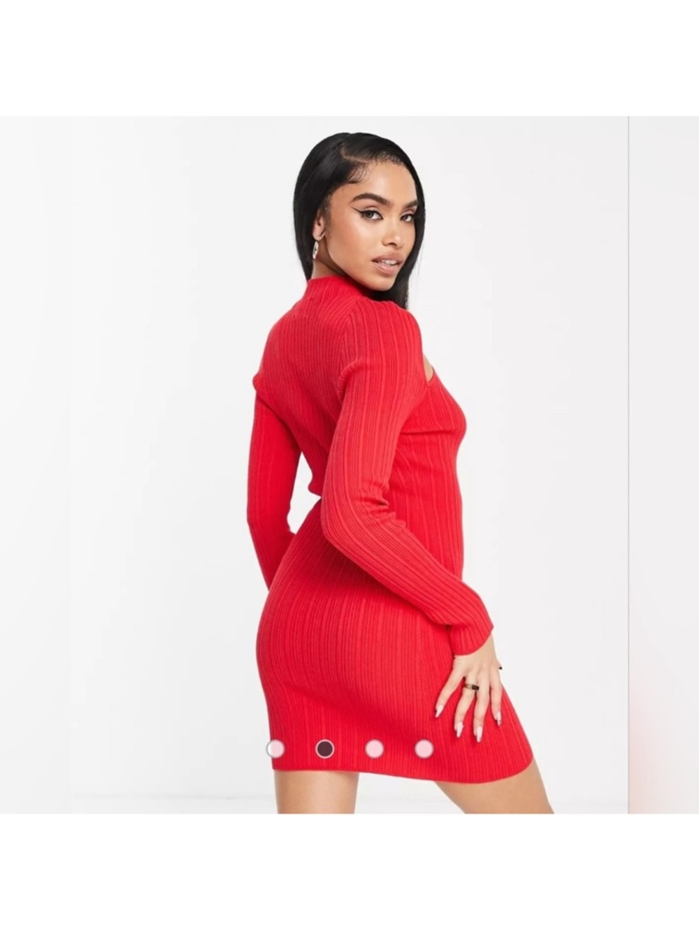 ASOS Red Ribbed Cutout Mini Dress - Picture 3 of 10